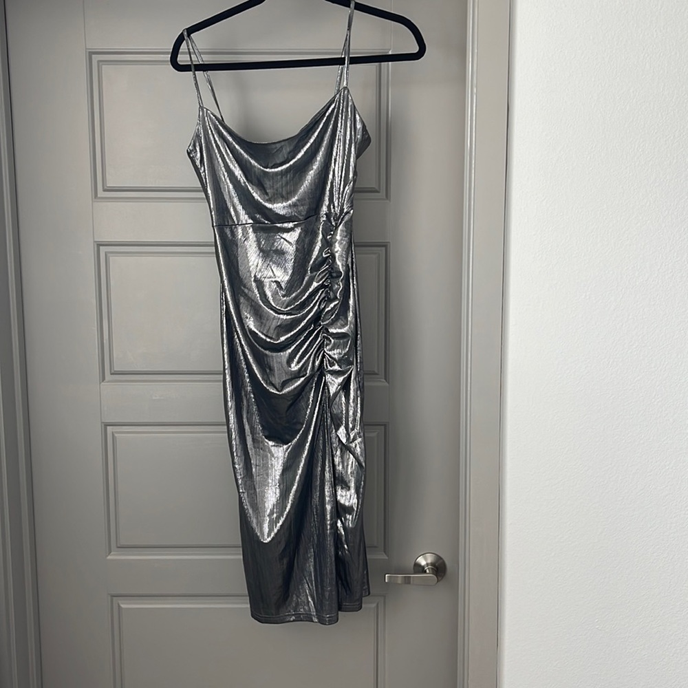 Micas silver dress. Worn for 2 hours. Stretchy material